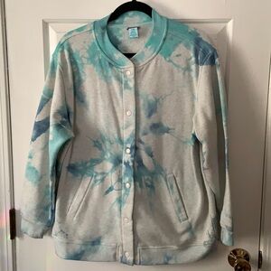 Tudor Court Petite Tie Dye Snap Up Sweatshirt with Pockets AS IS